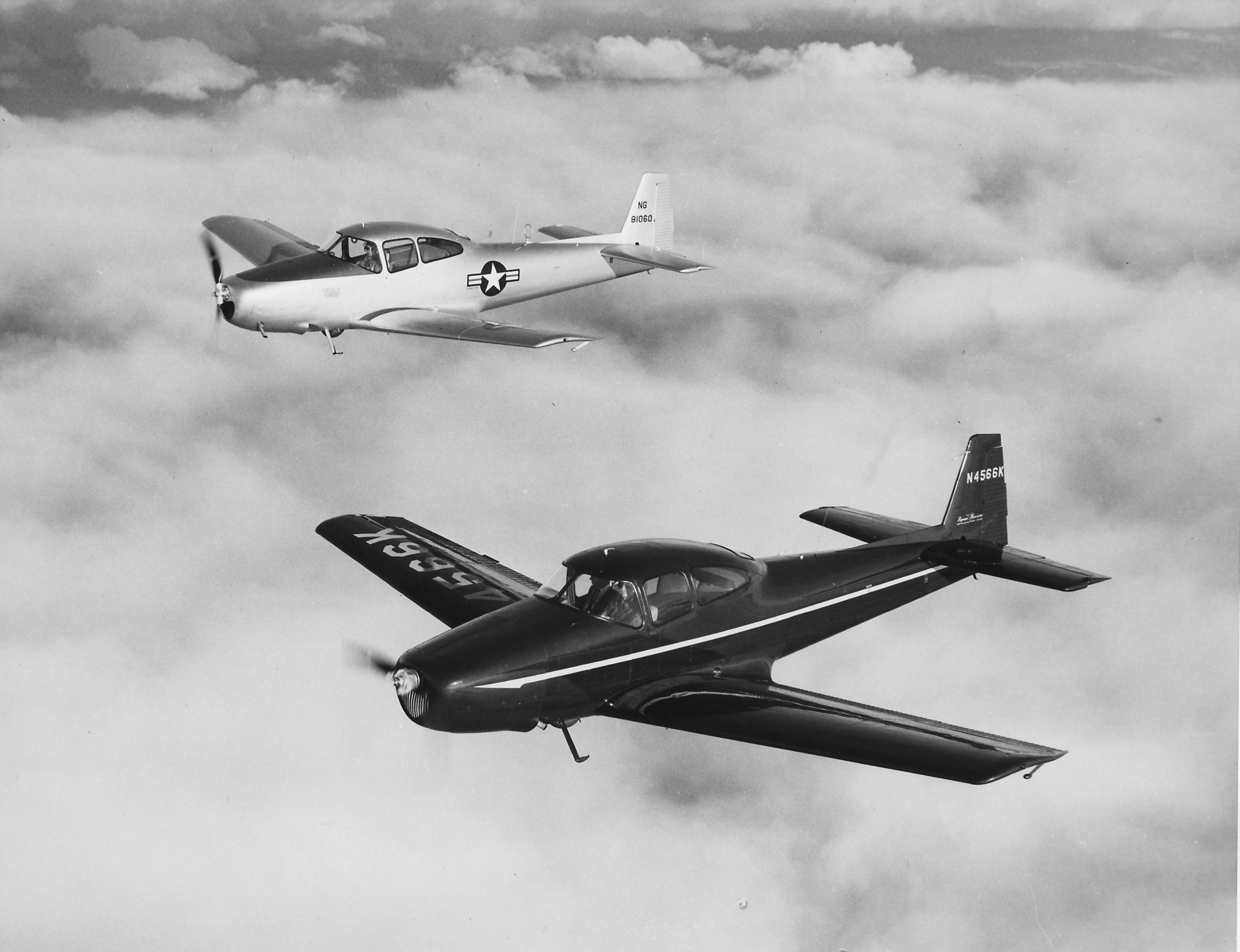 L-17B and Navion N4566K in formation